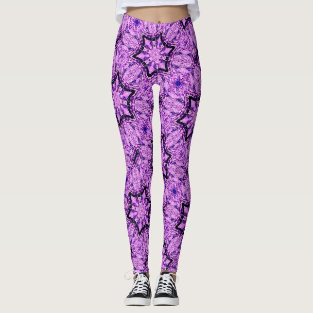 hexagons purple leggings (Front)