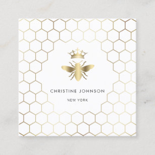 hexagons Queen bee logo Square Business Card