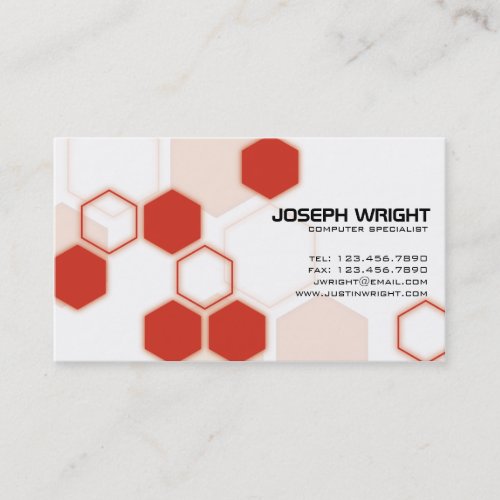 Hexagons - Red Business Card Template