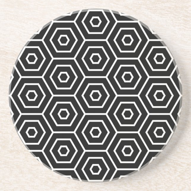 Hexagons texture geometric pattern sandstone coaster (Front)