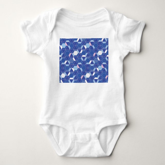Hexagons, triangles: geometric abstract pattern. baby bodysuit (Front)