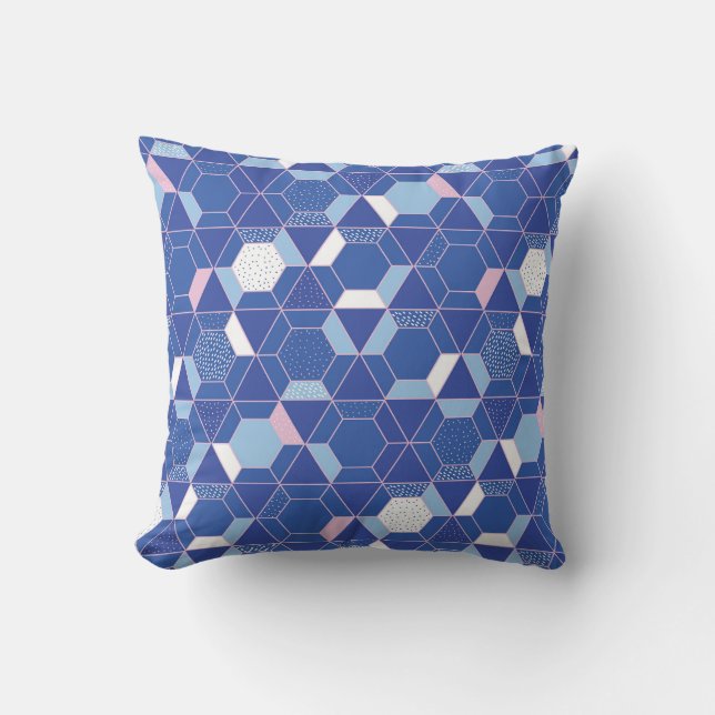 Hexagons, triangles: geometric abstract pattern. throw pillow (Front)