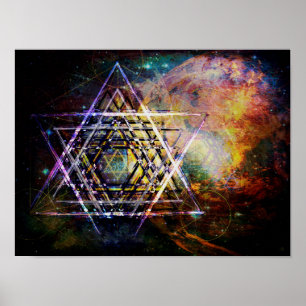 Hexagram sacred geometry symbol hexagram poster