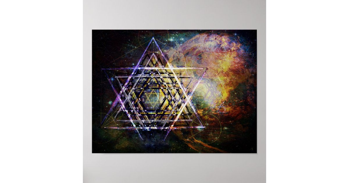 Hexagram sacred geometry symbol hexagram poster | Zazzle