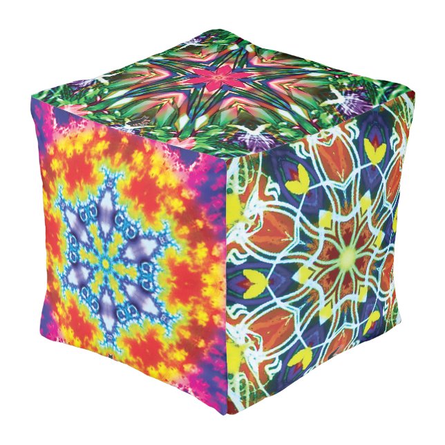 Hexahedron Delta Kaleid  Pouf (Angled Front)