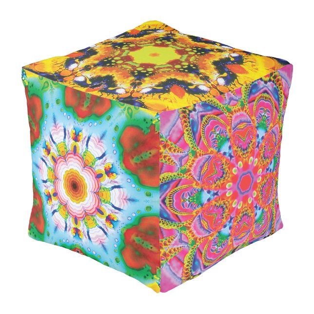 Hexahedron Lambda Kaleid Pouf (Angled Front)