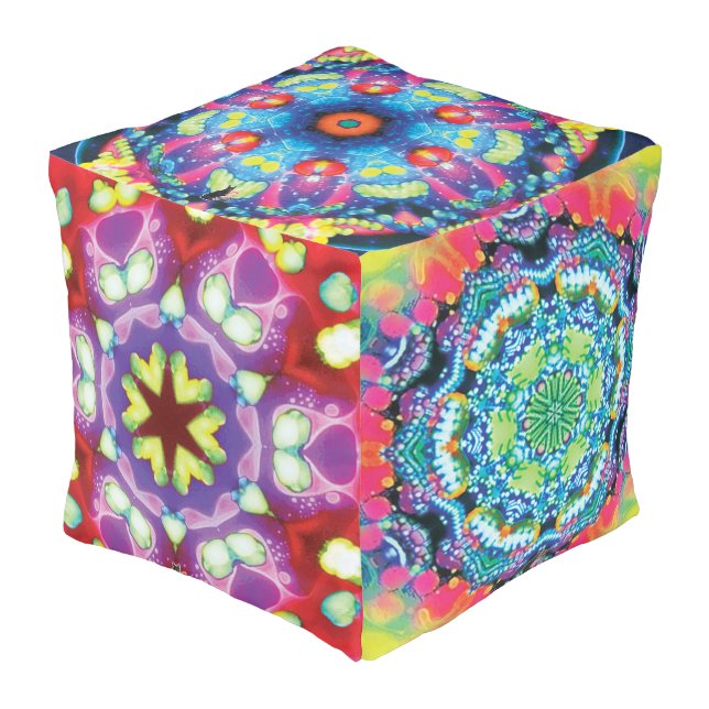 Hexahedron Mu Kaleid Pouf (Angled Front)