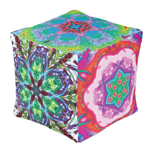 Hexahedron Theta Kaleid Pouf