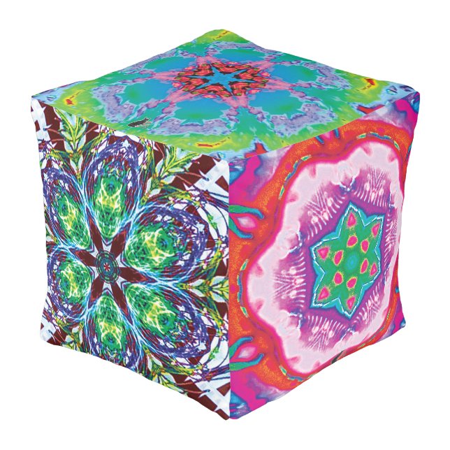 Hexahedron Theta Kaleid Pouf (Angled Front)