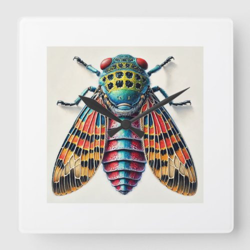 Hexoplon Insect in Watercolor and Ink 270624IREF12 Square Wall Clock