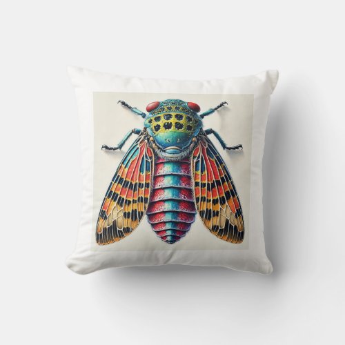 Hexoplon Insect in Watercolor and Ink 270624IREF12 Throw Pillow
