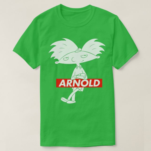 Hey Arnold In Red Box Arnold Posing With Arms Cros T-Shirt (Design Front)