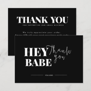 Hey Babe Black Thank You Card Discount Code