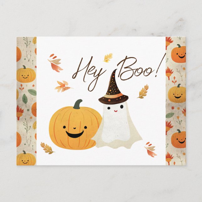 Hey Baby Boo Fall Baby Shower Postcard (Front)