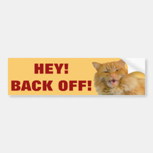 Hey! Back Off! With Big Orange Cat Bumper Sticker