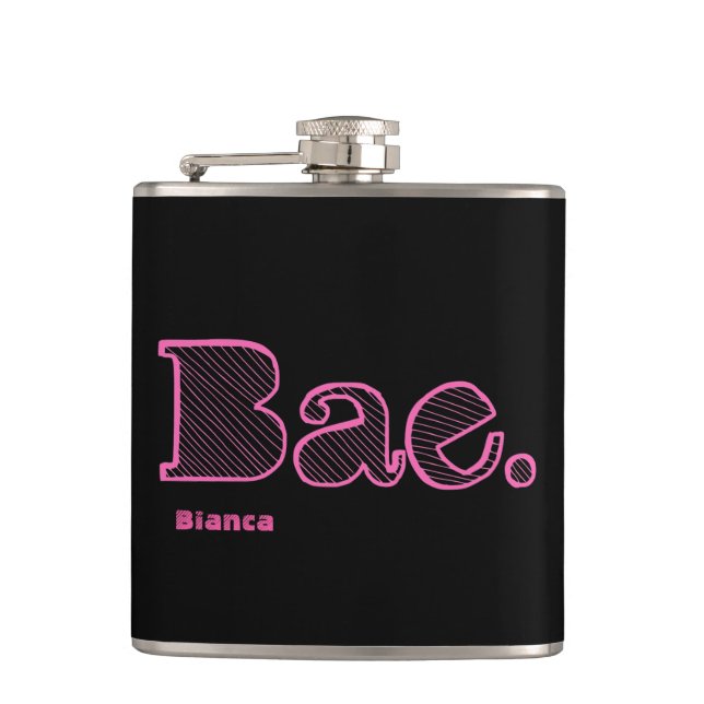 Hey Bae. girlfriend boyfriend slang Hip Flask (Front)