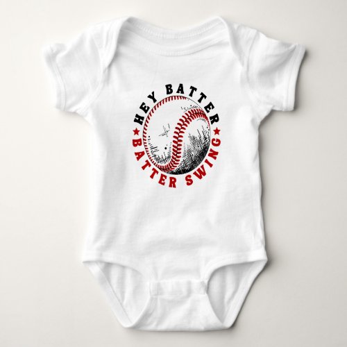 Hey Batter Batter Swing Baseball Softball Baby Bodysuit