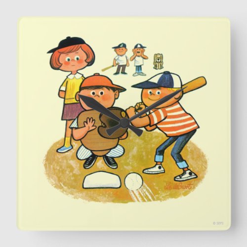 Hey Batter Square Wall Clock