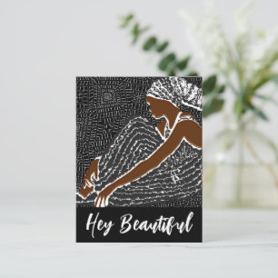 Hey Beautiful Black Woman in an African Head Wrap Postcard