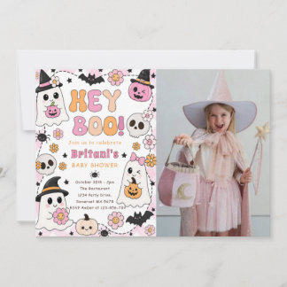 Hey Boo baby shower pink Invitation