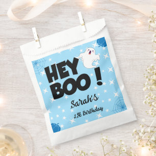 Hey Boo Blue Halloween Ghost Birthday party Favor Bag