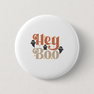 Hey Boo Boho Halloween Hey Boo Ghost Button