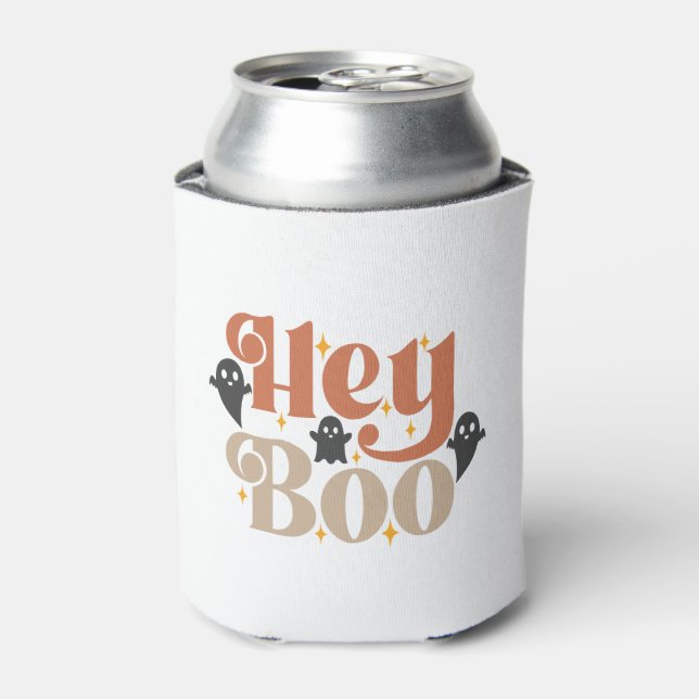 Hey Boo Boho Halloween Hey Boo Ghost Can Cooler (Can Front)