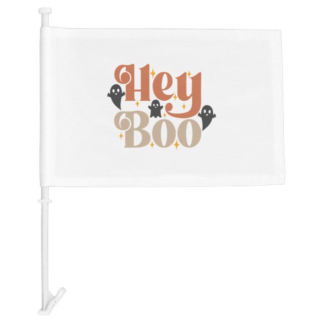 Hey Boo Boho Halloween Hey Boo Ghost Car Flag (Front)