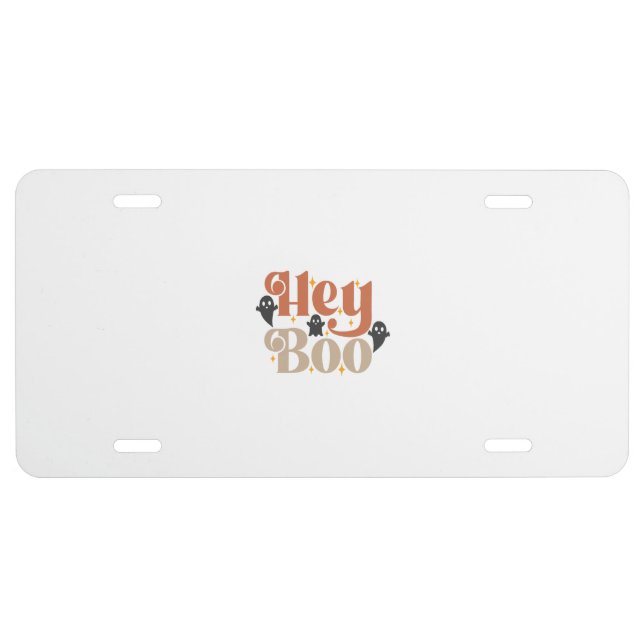 Hey Boo Boho Halloween Hey Boo Ghost License Plate (Front)
