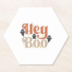 Hey Boo Boho Halloween Hey Boo Ghost Paper Coaster