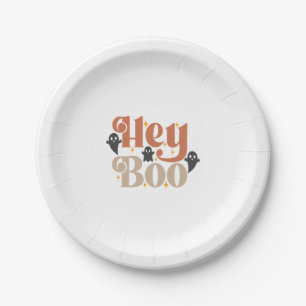 Hey Boo Boho Halloween Hey Boo Ghost Paper Plates