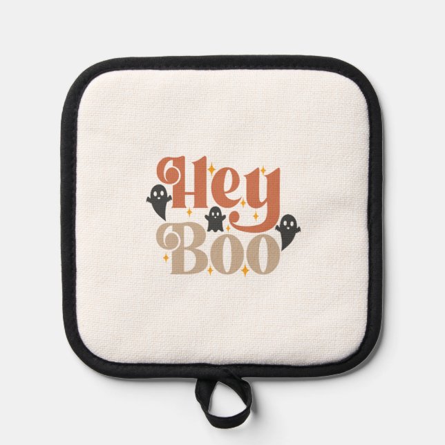 Hey Boo Boho Halloween Hey Boo Ghost Pot Holder (Front)