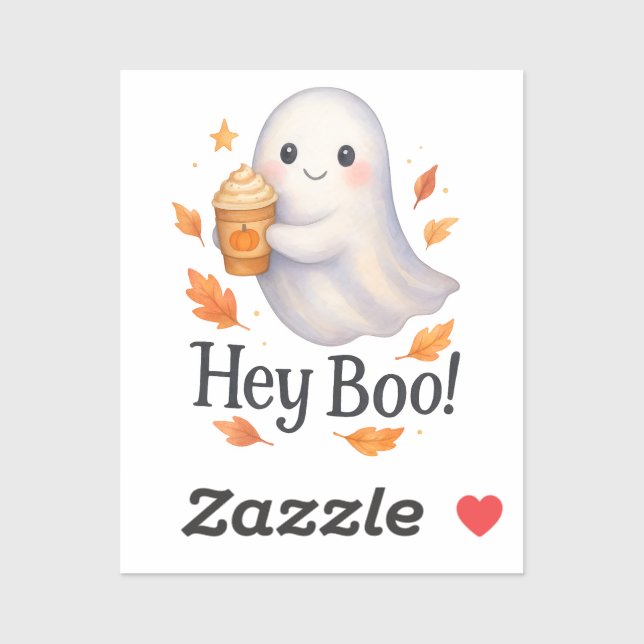 Hey Boo! – Cute AI-Generated Ghost Pumpkin Latte  Sticker (Sheet)