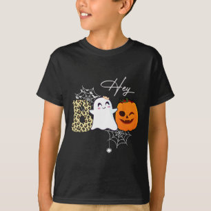 Hey Boo Cute Ghost Pumpkin Face Halloween T-Shirt