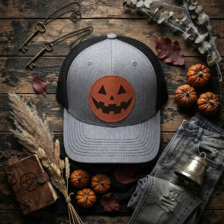 Hey Boo Cute Ghost Retro Halloween Leather Patch Hat