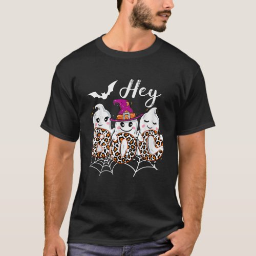 Hey Boo Cute Halloween Ghost Witch Trendy Hallowee T_Shirt