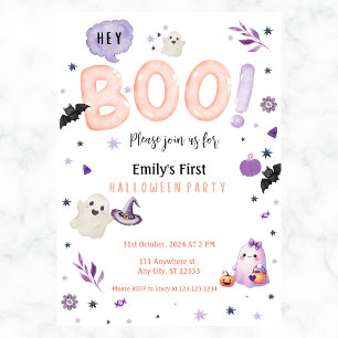 Hey Boo Cute Halloween Girls Any Year Invite