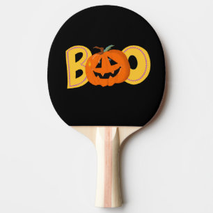 Hey Boo Cute Pumpkin Typography Drawing Art Ping Pong Paddle
