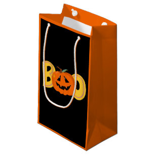 Hey Boo Cute Pumpkin Typography Drawing Art Small Gift Bag