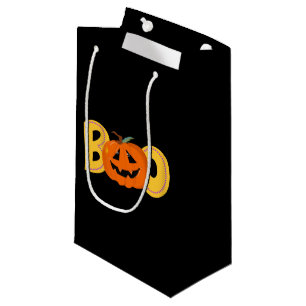 Hey Boo Cute Pumpkin Typography Drawing Art Small Gift Bag