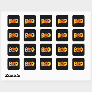 Hey Boo Cute Pumpkin Typography Drawing Art Square Sticker