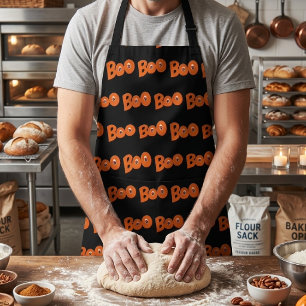 Hey Boo Did I Scare You Too Typography Drawing Art Apron