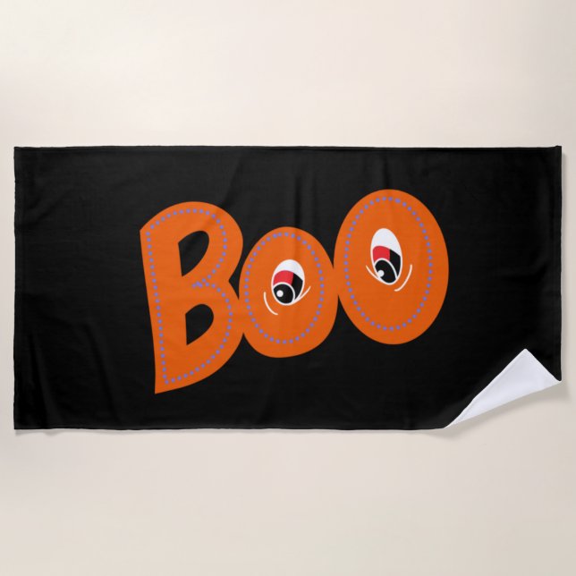 Hey Boo Did I Scare You Too Typography Drawing Art Beach Towel (Front)