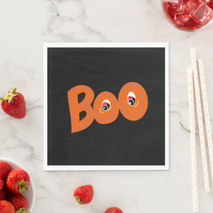 Hey Boo Did I Scare You Too Typography Drawing Art Napkins