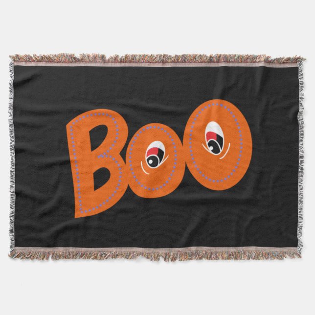 Hey Boo Did I Scare You Too Typography Drawing Art Throw Blanket (Front)