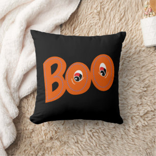 Hey Boo Did I Scare You Too Typography Drawing Art Throw Pillow