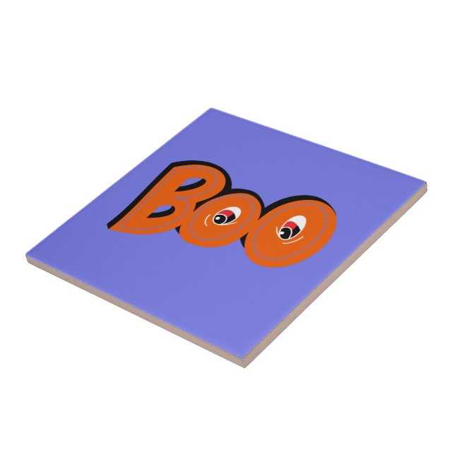 Hey Boo Did I Scare You Typography Drawing Art Ceramic Tile (Side)