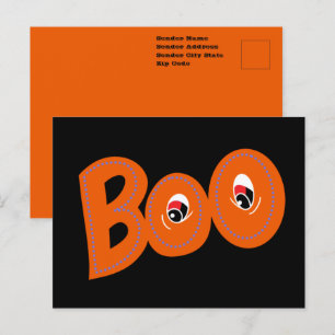Hey Boo Did I Scare You Typography Drawing Art Postcard