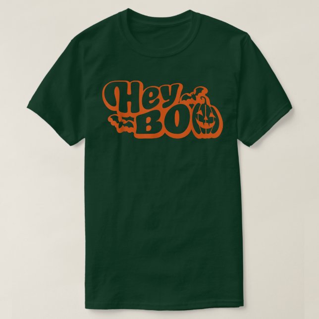 Hey Boo Funny Cute Halloween Ghost Pumpkin Boo Men T-Shirt (Design Front)