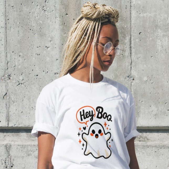 Hey Boo Funny Halloween Ghost Women’s T-Shirt  Tri-Blend Shirt (Creator Uploaded)